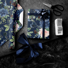 Chicens bloomar | Mörk Blått och  Mönster Presentpapper