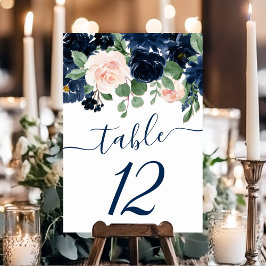 Chicens bloomar | Tunga Blå och  Blommigten Garlan Bordsnummer