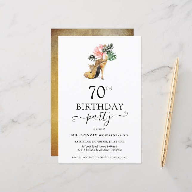 Chicens budget Blommigt Guld Högklackar 70 födelse (Fram/Back In Situ)