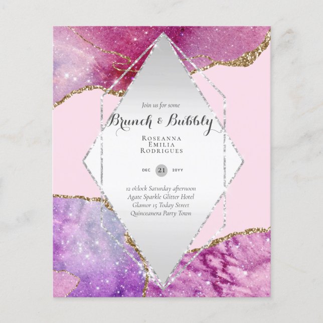 CHICENS BUDGET BRUNCH OCH BUBBLY AGATE GLITTER Inv Flygblad (Framsidan)