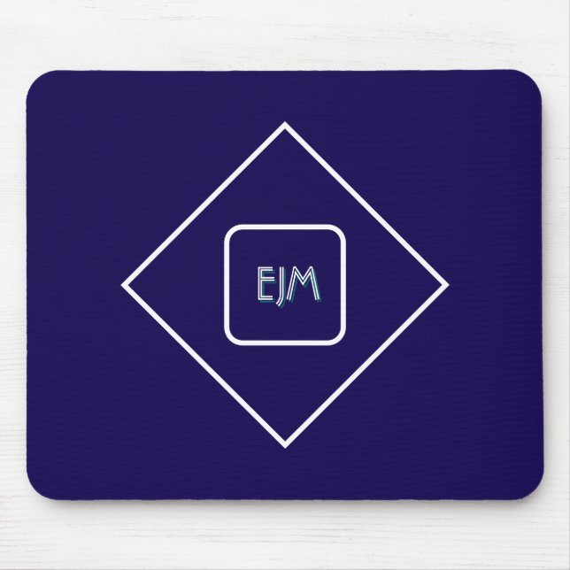 Chicens elegant blå monogrammet musmatta (Framsidan)