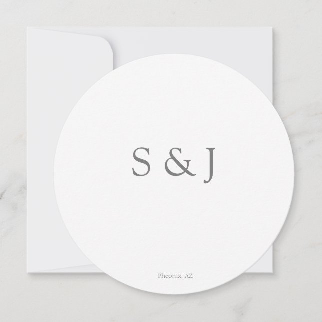Chicens Elegant - minimalistisk vit- och Grått-cir Inbjudningar (Framsida)