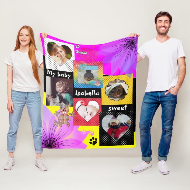 Chicens fotokollage, ditt foto fleecefilt (På plats)