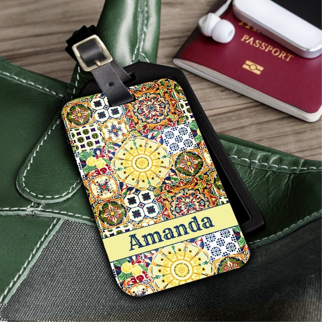 Chicens geometriska rutor för orange i Medelhavsom Bagagebricka (Skapare uppladdad)