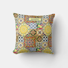 Chicens geometriska rutor för orange i Medelhavsom Kudde