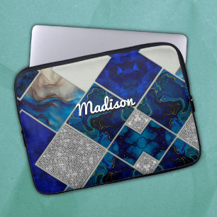 Chicens glesa faux Glitter silver (blått) Laptop Fodral