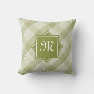 Chicens Grönt med modernt diagonalt monogram Kudde