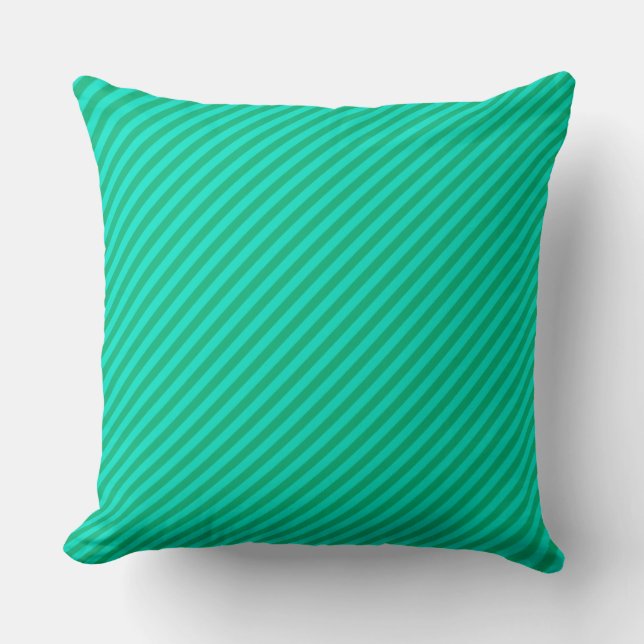 Chicens Grönt och Mint Stripe Aesthetic Pillow Kudde (Framsida)