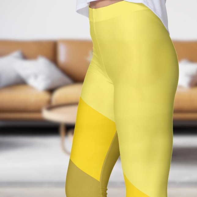 Chicens Gult och tändarvinklar Leggings (Chic Yellow and Tan Angles Leggings)