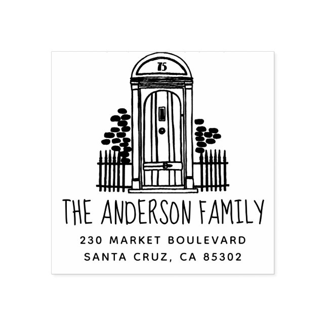 Chicens handdragna dörr-familj Namn & Returadress Stämpel (Tryck)