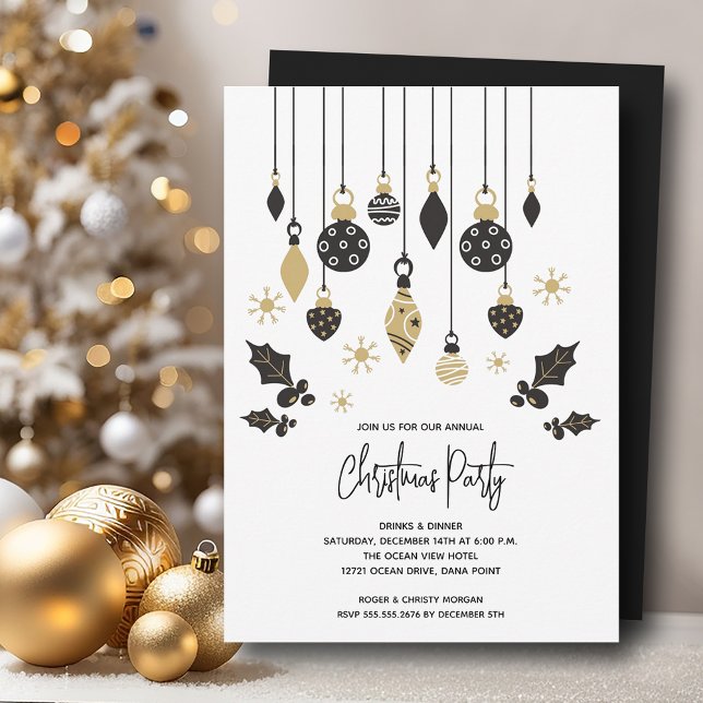 Chicens julprydnader inbjudningar (Chic Christmas tree ornaments party invitations, PRINTED and/or INSTANT DOWNLOAD)