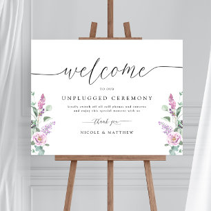 Chicens Lila, Mauve Blommigt Unplugged Ceremony Si Poster