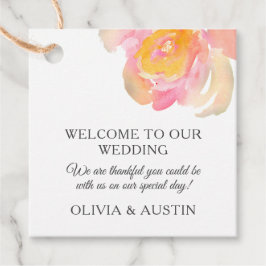 Chicens lyxfärgade rosa ro. Garden bröllop Gåvor Etiketter