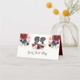 Chicens maronblommor, groomsilhouettes placeringskort
