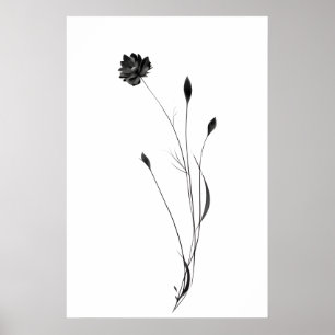 "Chicens minimalistiska Bläck-blomma Poster - Abst