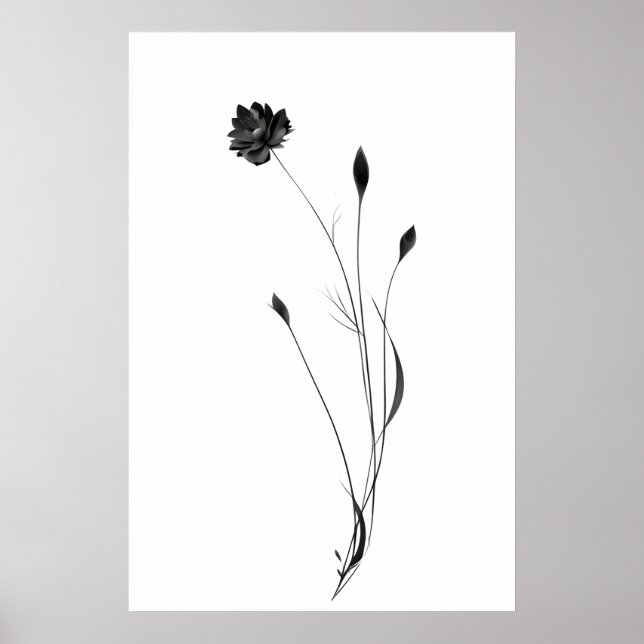 "Chicens minimalistiska Bläck-blomma Poster - Abst (Framsidan)