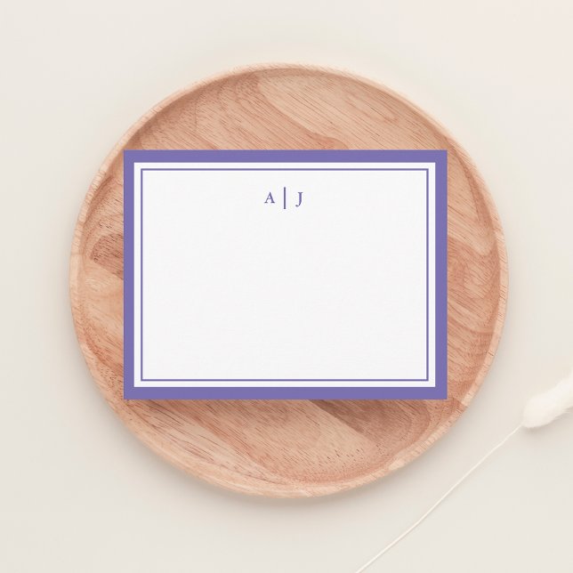 Chicens minimalistiska periwinkle 2 Gräns monogram Anteckningskort (Skapare uppladdad)