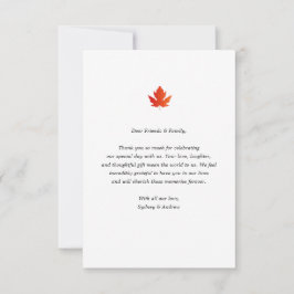 Chicens minimalistmaple-Löv-fotfoto för fallbröllo Tack Kort