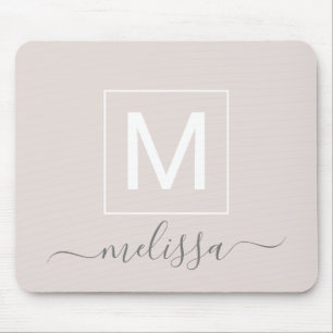 Chicens moderna beige monogram namn musmatta