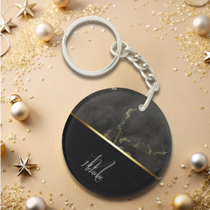 Chicens moderna Black grått marble guld monogram