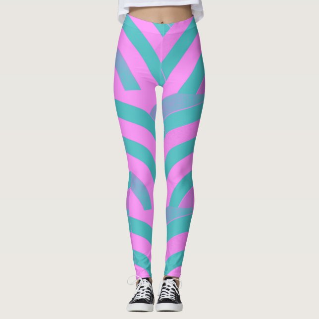 chicens moderna rosa/grönt-cheviter leggings (Framsida)
