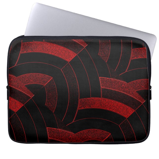 chicens moderna snyggt svarta/röda chevrons laptop sleeve (Framsidan)