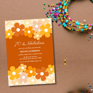 Chicens Orange Gult Flower 70 Fabulous Birthday Inbjudningar