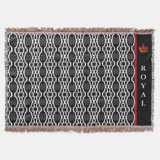 Chicens ovala geometriska mönster i svartvitt filt (Framsidan)