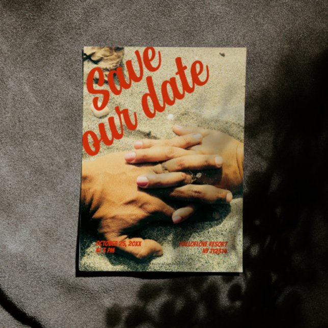 Chicens Retro 90-foto Spara datuminbjudan Inbjudningar (Retro Photo Save the Date Invitation)