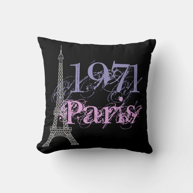 Chicens Rosa Lila Eiffel Torn födelsedag Kudde (Framsida)