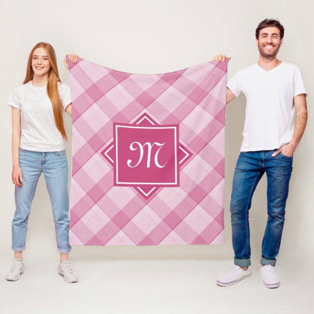 Chicens Rosa med modernt diagonalt monogram Fleecefilt (På plats)