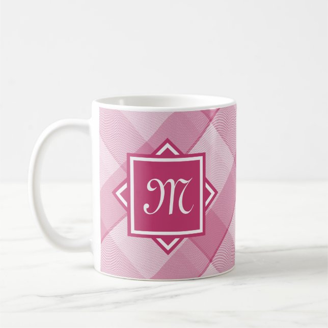 Chicens Rosa med modernt diagonalt monogram Kaffemugg (Vänster)