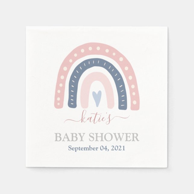 Chicens Rosa och Blue Rainbow Baby Shower Pappersservett (Framsidan)
