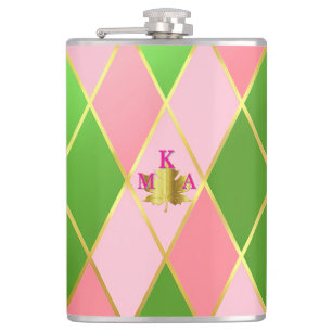 Chicens Rosa och Grönt Argyle Monogrammed Fickplunta