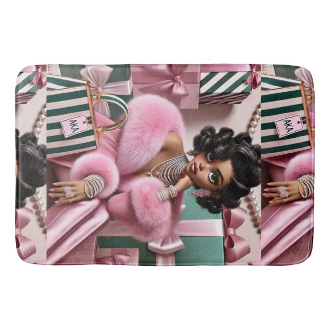 Chicens Rosa och Grönt Badrumsmatta (Framsidan)