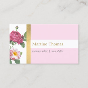 Chicens Rosa och Guld Vintagens Blommigt Visitkort