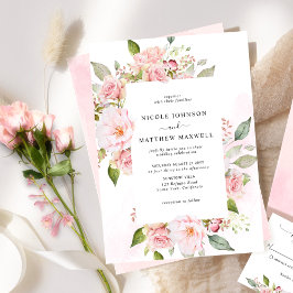 Chicens Rosa, och Ro Guld Blommigt Bröllop Inbjudningar
