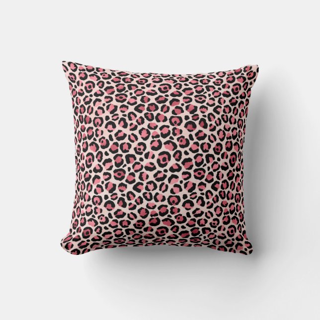 Chicens rosa och svart leopard kudde (Framsida)