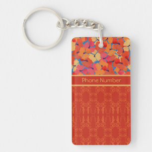 Chicens Rosa, Orange, Gult Poppies Oblong Keychain