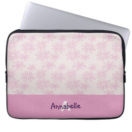 Chicens Rosa vid nedre Doodle Mönster & Namn Laptop Fodral