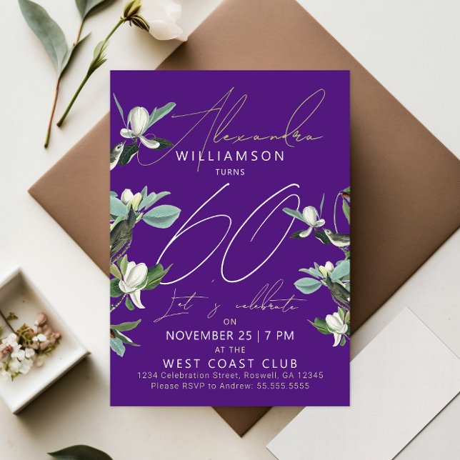 Chicens Snyggt Lila och vit sextio moderna Blommig Julkort (Skapare uppladdad)