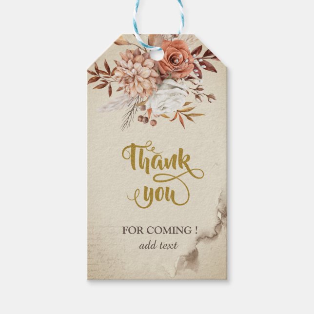 Chicens vattenfärgshöstblommor presentetikett (Framsidan)