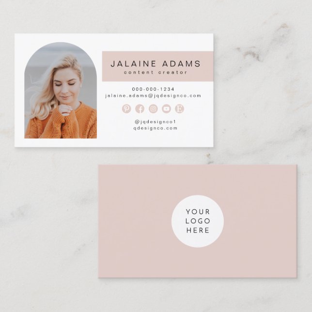 Chich Arch Foto Rosa Feminint Varumärkesidentitet  Visitkort (Fram/baksida)
