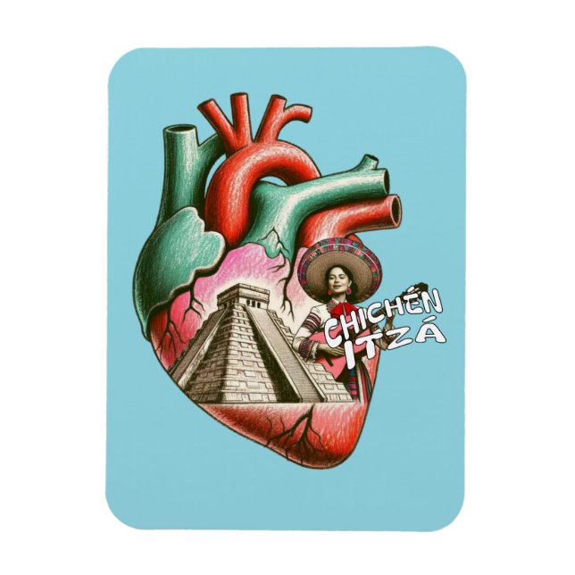 Chichén Itzá Mayan Pyramind Mexico Souvenir Magnet (Vertikal)