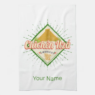 Chichen Itza Mexico Retro Mayan Vintage Yucatan Kökshandduk