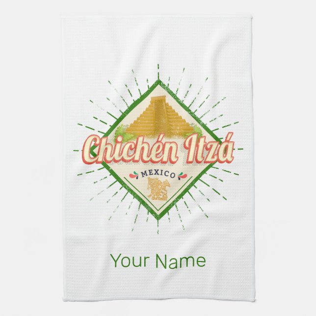 Chichen Itza Mexico Retro Mayan Vintage Yucatan Kökshandduk (Vertikal)