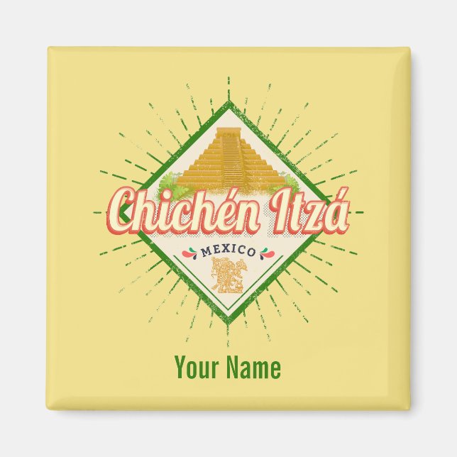 Chichen Itza Mexico Retro Mayan Vintage Yucatan Magnet (Framsidan)
