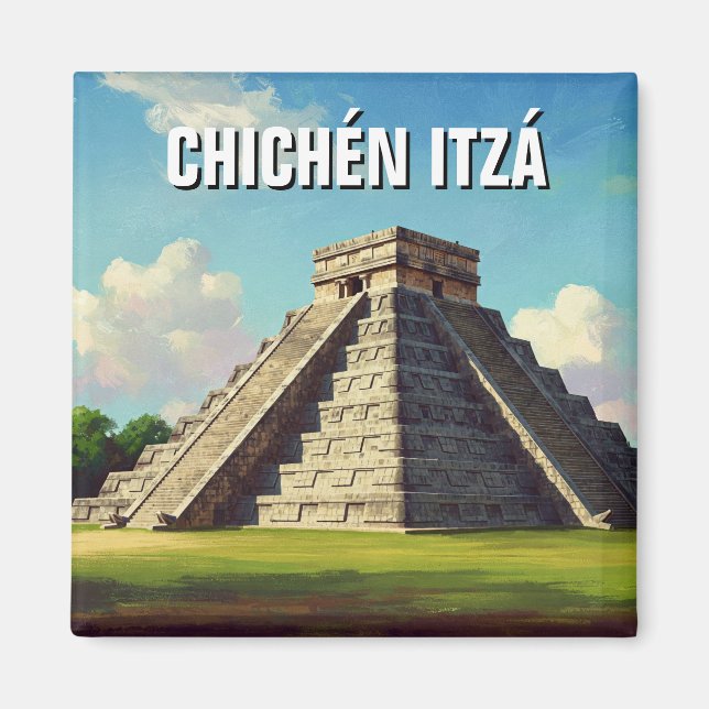 Chichen Itza Mexico Travel Beach Magnet (Framsidan)