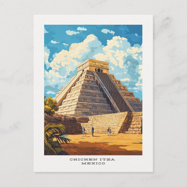 Chichen Itza Mexico Travel Postcard Vykort (Framsida)