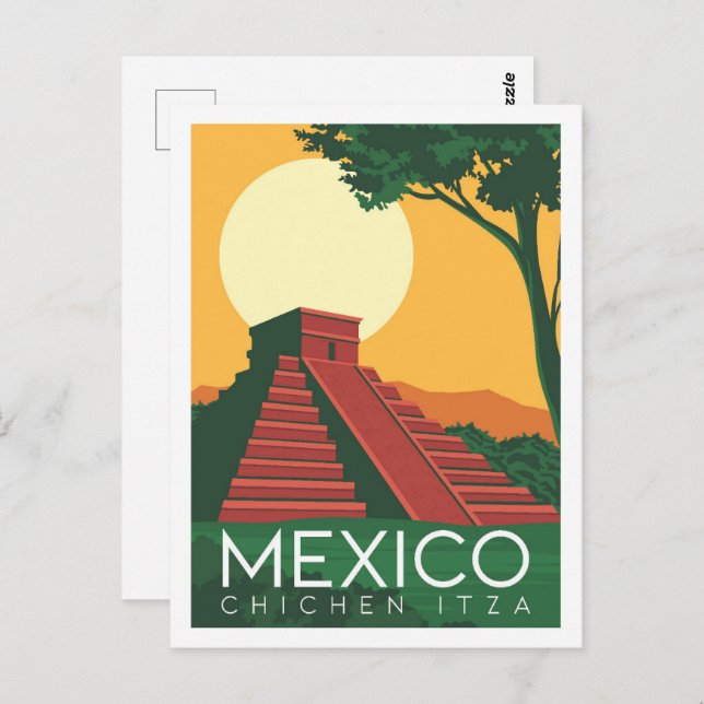 Chichen Itza Mexico Travel Ställe Illustration Vykort (Fram/baksida)